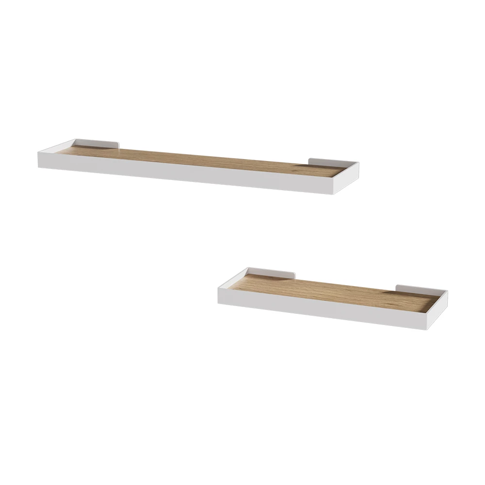 Vicco Vägghylla Vit/ek 60x3 cmUppsättning av 2, Erni
