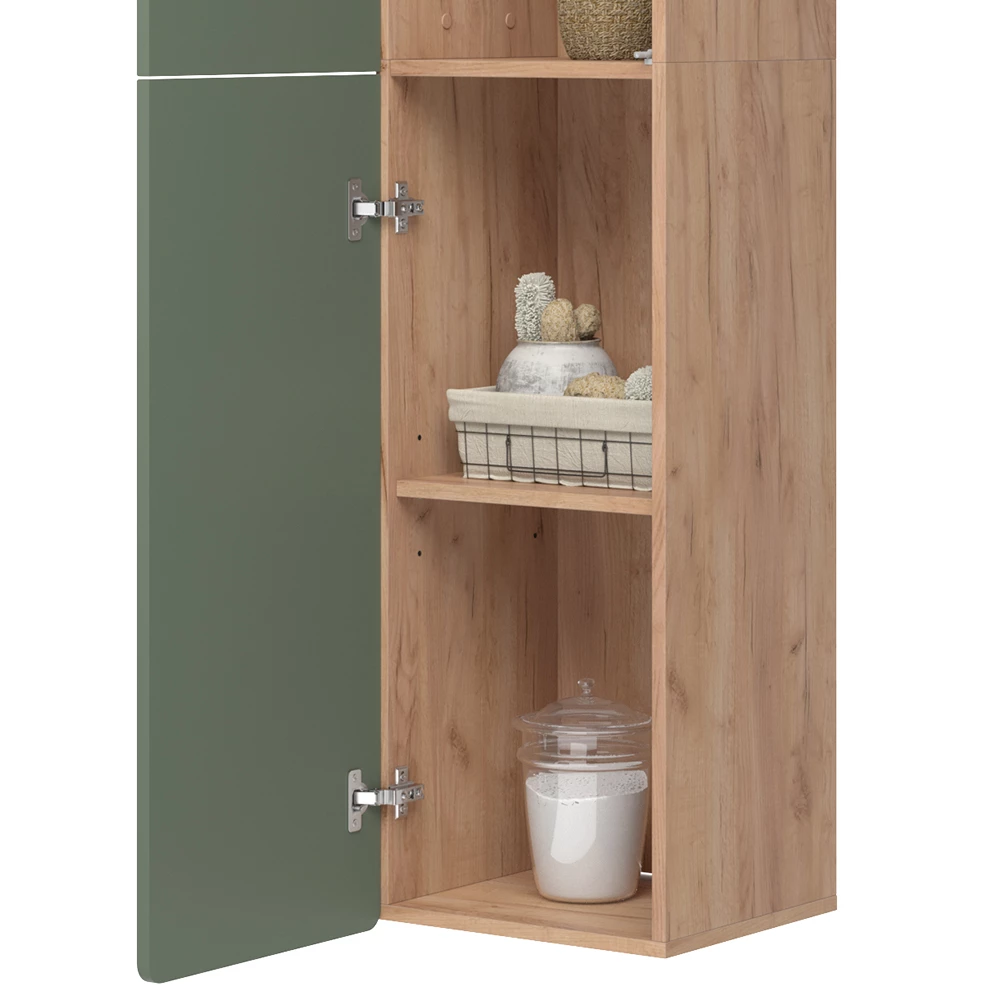 Vicco Hochschrank Grün/Goldkraft Eiche 36.6 x 171.6 cm, Izan