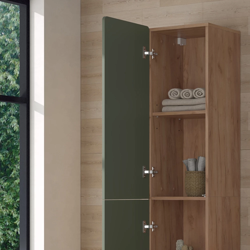 Vicco Hochschrank Grün/Goldkraft Eiche 36.6 x 171.6 cm, Izan