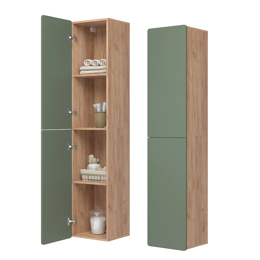 Vicco Hochschrank Grün/Goldkraft Eiche 36.6 x 171.6 cm, Izan