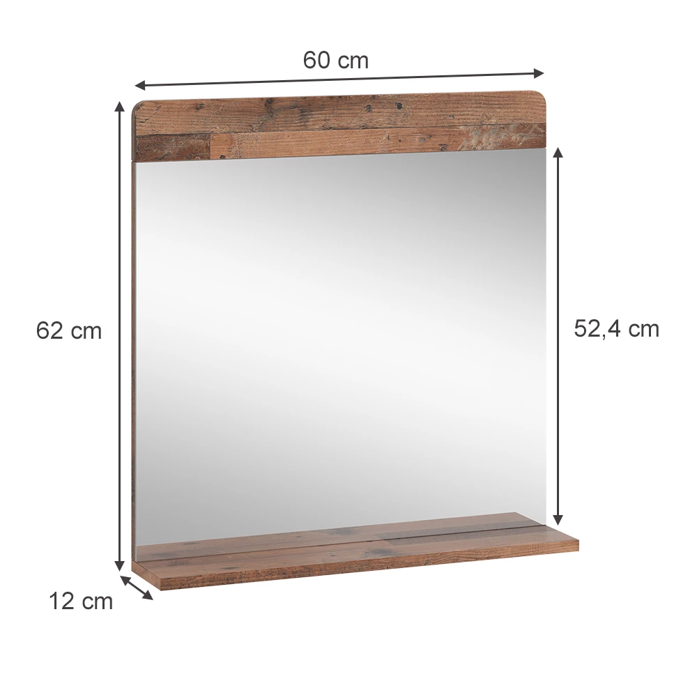 Vicco Kylpyhuoneen peili Oldstyle 60x62 cmhyllyllä, Izan