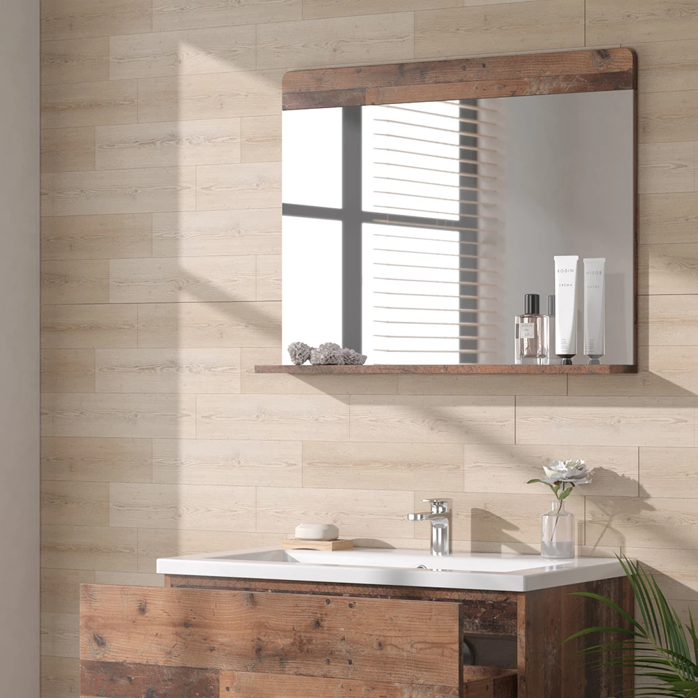 Vicco Badezimmerspiegel Oldstyle 80.1 x 62 cm mit Ablage, Izan