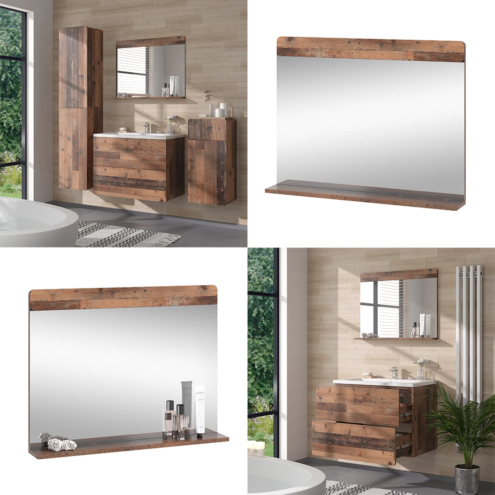 Vicco Badezimmerspiegel Oldstyle 80.1 x 62 cm mit Ablage, Izan