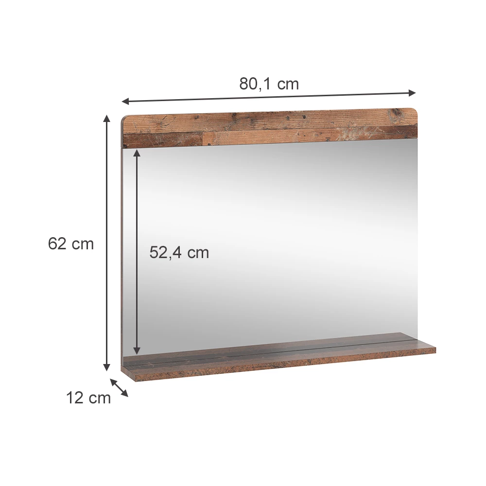 Vicco Kylpyhuoneen peili Oldstyle 80.1x62 cmhyllyllä, Izan