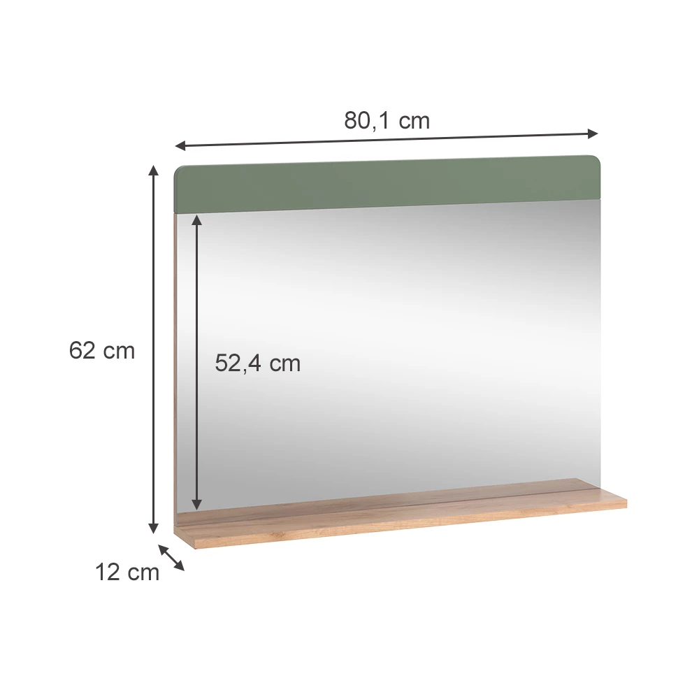 Vicco Kylpyhuoneen peili Goldkraft tammi/vihreä 80.1x62 cmAböagen kanssa, Izan