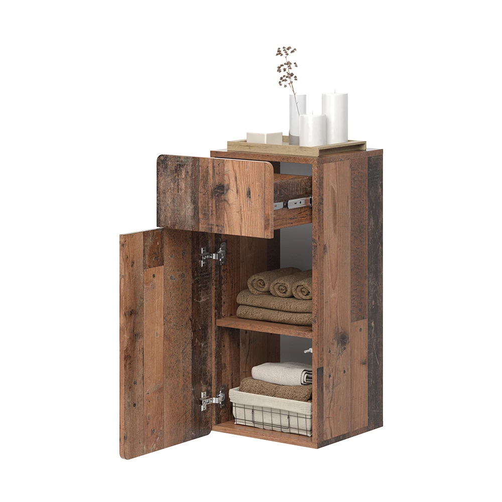 Vicco Midischrank Oldstyle 36.6 x 76.6 cm mit Schublade und Tür, Izan
