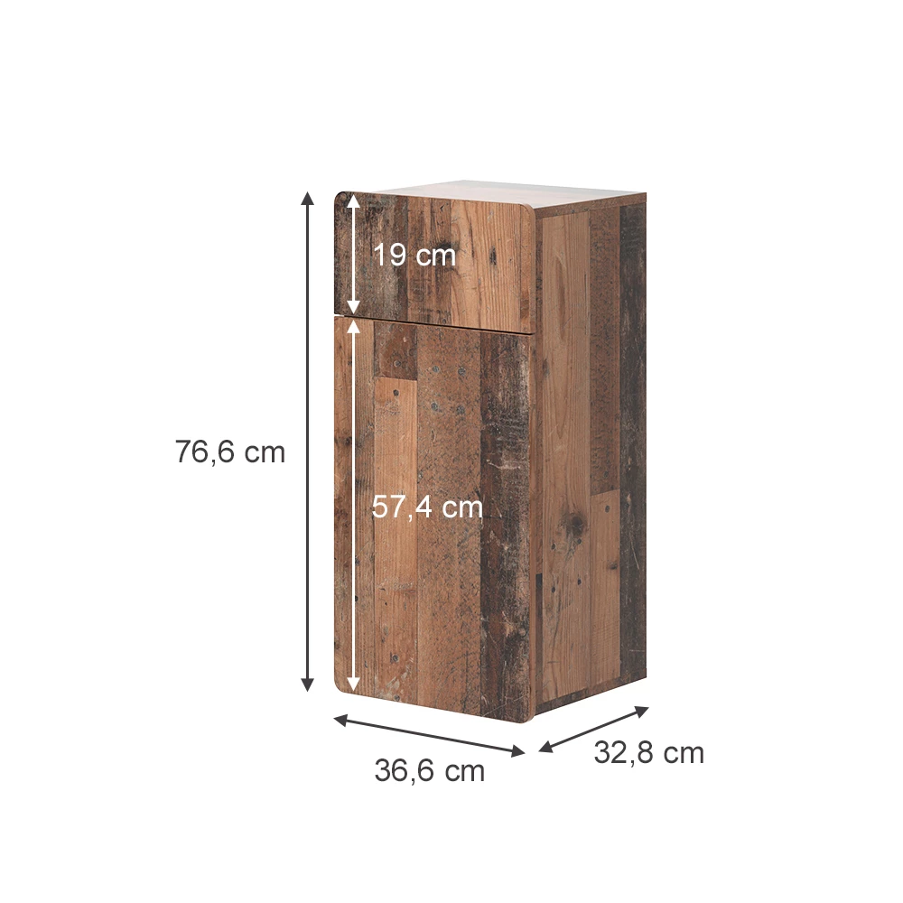 Vicco Midischrank Oldstyle 36.6 x 76.6 cm mit Schublade und Tür, Izan