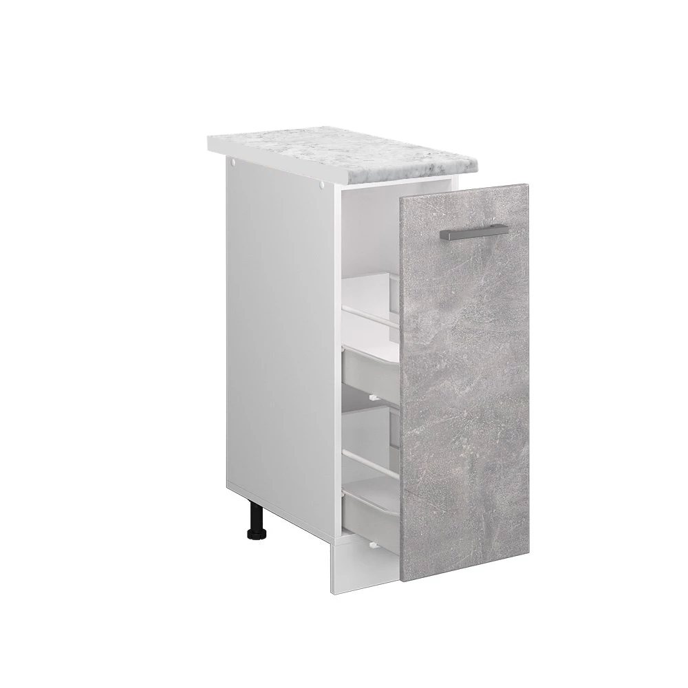 livinity® Apothekerschrank Beton 30 cm , AP Marmor, R-Line
