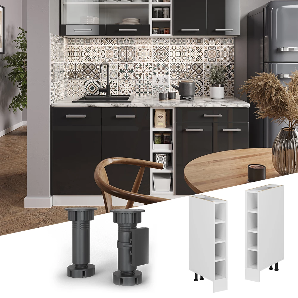 Scaffale da cucina in Bianco, mostrato in un ambiente ambientale con decorazioni