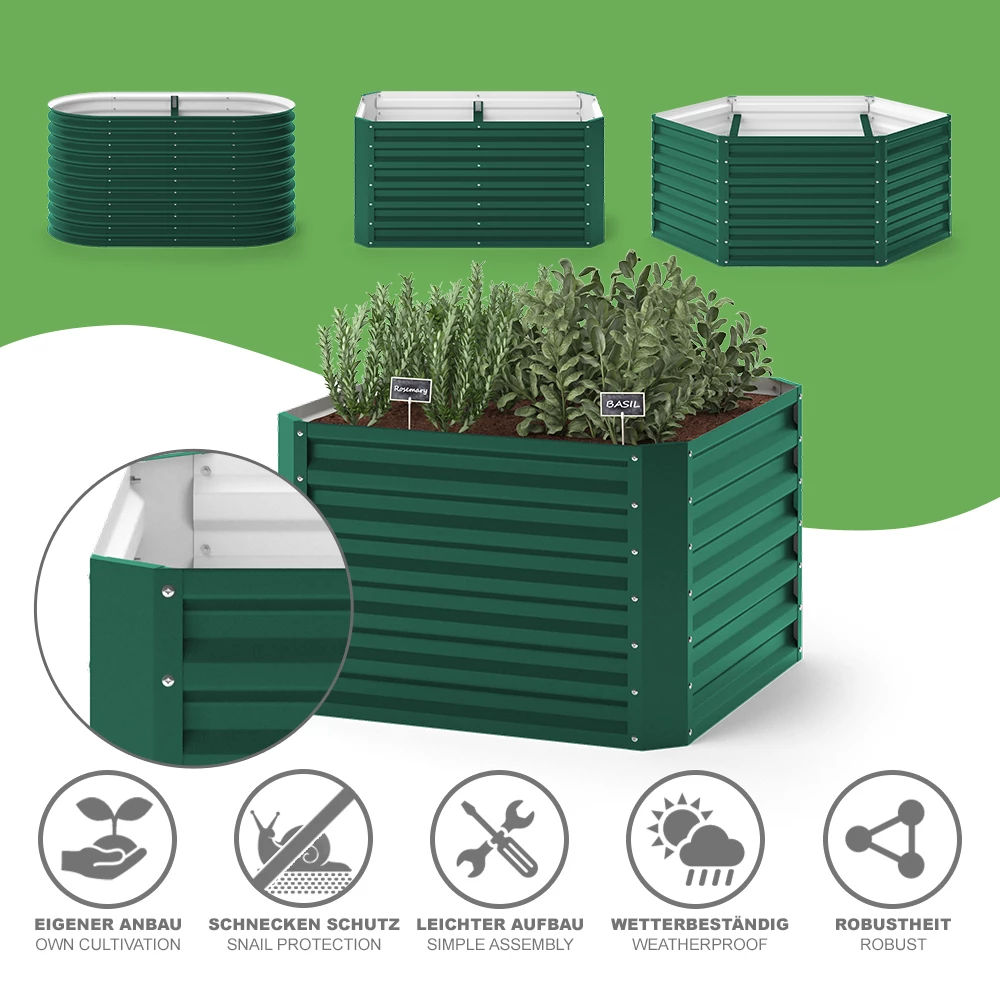 ok-Living Hochbeet Kräuterbeet Gemüsebeet rechteckig 90x90x60cm (LxBxH) grün Pflanzkasten Frühbeet Aufzucht Beet Garten