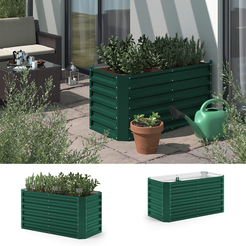 Ok-Living Hochbeet Kräuterbeet Gemüsebeet rechteckig 120x90x60cm (LxBxH) grün Pflanzkasten Frühbeet Aufzucht Beet Garten