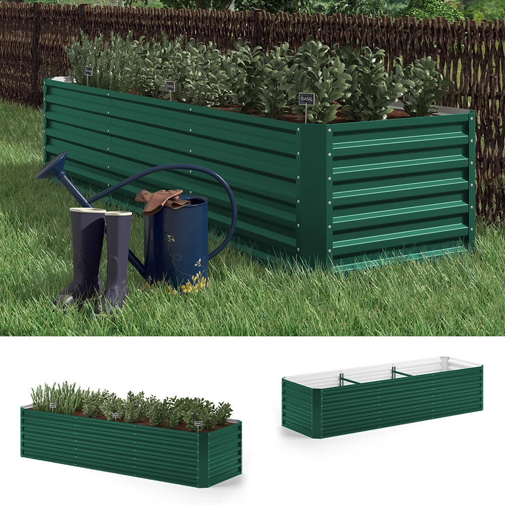 Ok-Living Hochbeet Kräuterbeet Gemüsebeet rechteckig 270x90x60cm (LxBxH) grün Pflanzkasten Frühbeet Aufzucht Beet Garten