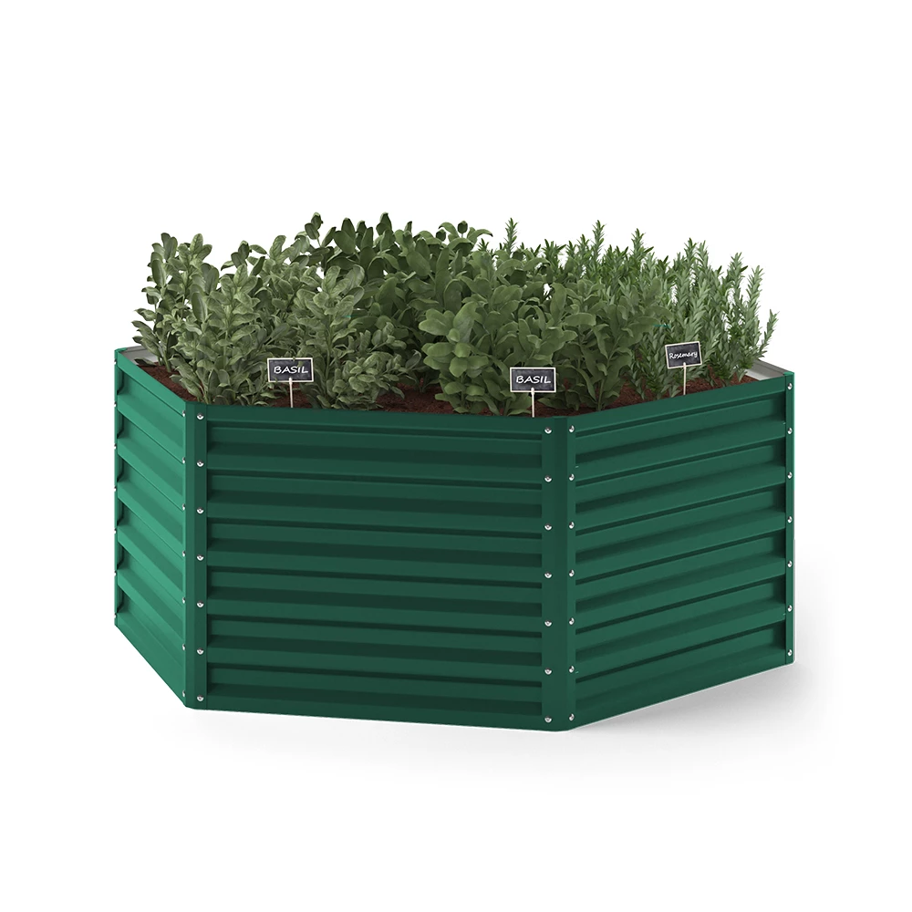 ok-Living Hochbeet Kräuterbeet Gemüsebeet sechseckig 129x129x60cm (LxBxH) grün Pflanzkasten Frühbeet Aufzucht Beet Garten
