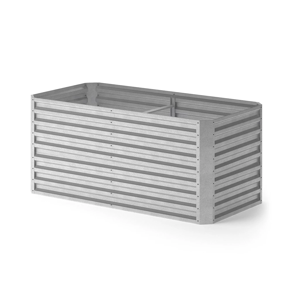 Ok-Living Hochbeet Kräuterbeet Gemüsebeet rechteckig 180x90x80cm (LxBxH) silber Pflanzkasten Frühbeet Aufzucht Beet Garten