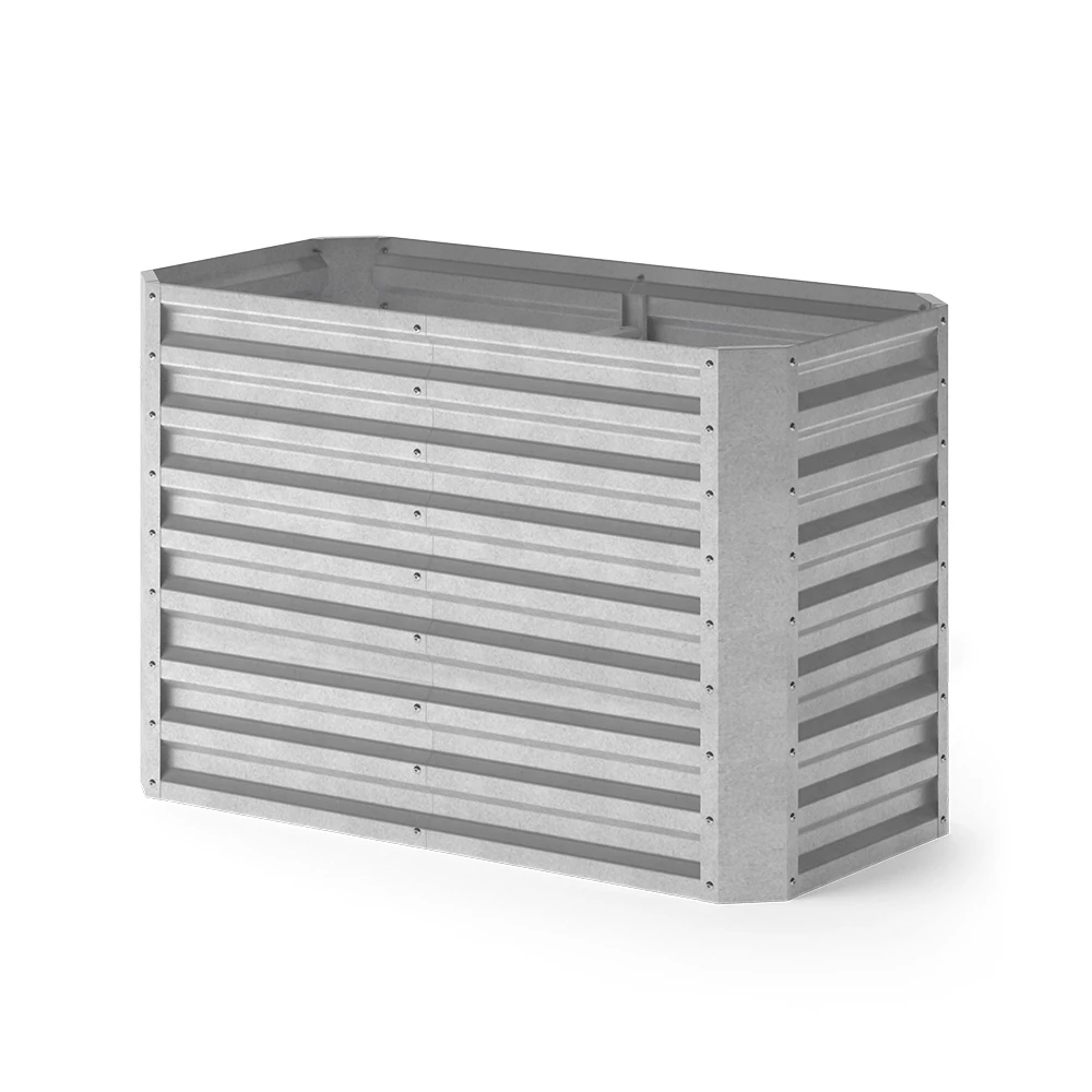 Ok-Living Hochbeet Kräuterbeet Gemüsebeet rechteckig 120x60x80cm (LxBxH) silber Pflanzkasten Frühbeet Aufzucht Beet Garten
