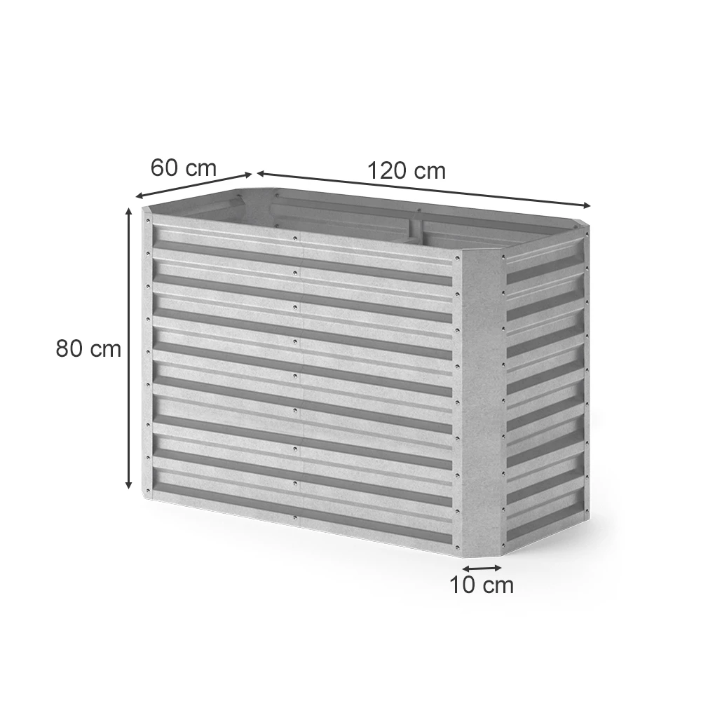 ok-Living Hochbeet Kräuterbeet Gemüsebeet rechteckig 120x60x80cm (LxBxH) silber Pflanzkasten Frühbeet Aufzucht Beet Garten