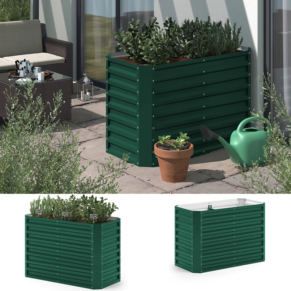 Ok-Living Hochbeet Kräuterbeet Gemüsebeet rechteckig 120x60x80cm (LxBxH) grün Pflanzkasten Frühbeet Aufzucht Beet Garten