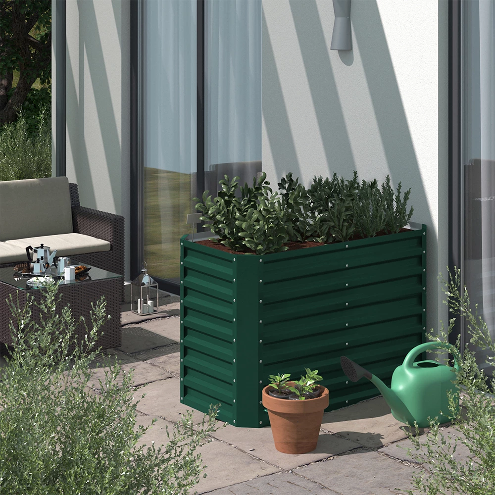 ok-Living Hochbeet Kräuterbeet Gemüsebeet rechteckig 120x60x80cm (LxBxH) grün Pflanzkasten Frühbeet Aufzucht Beet Garten