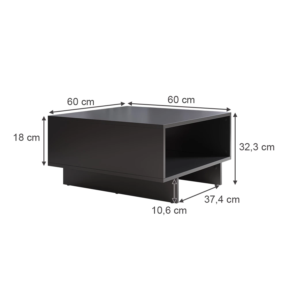 Vicco Sohvapöytä antrasiitti 60x32,3 cm, Luka