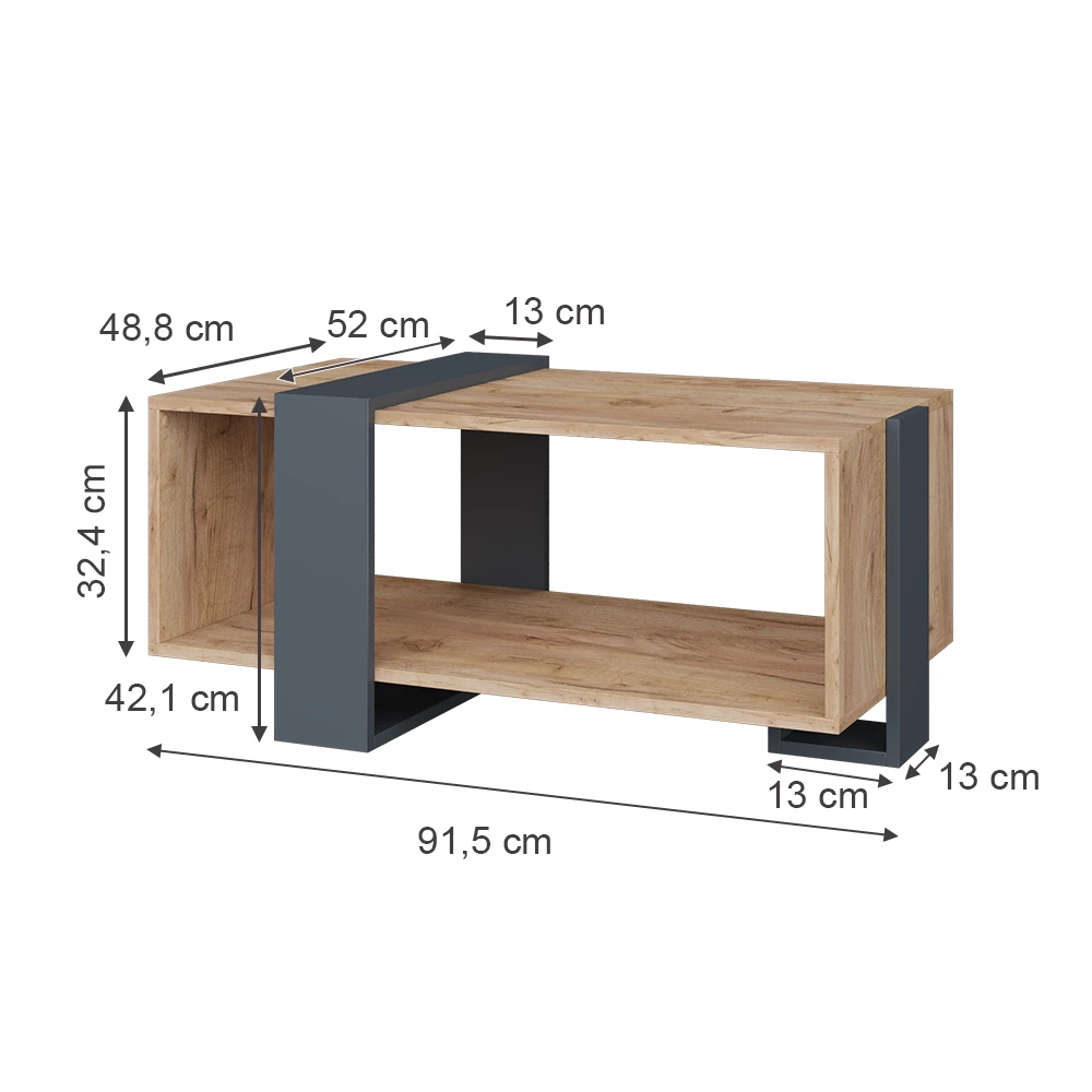 Vicco Masă de cafea Stejar antracit/Goldkraft 91.5x52 cm, Aven