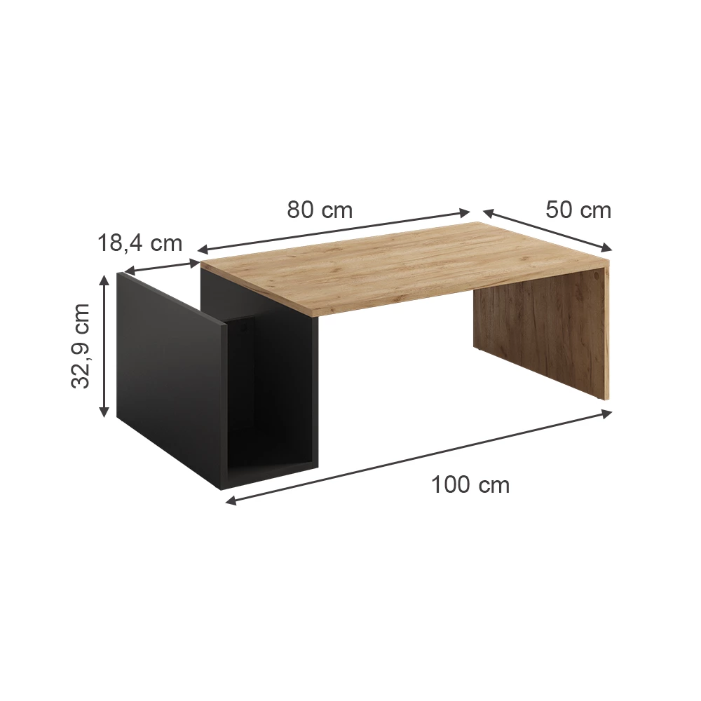 Vicco Masă de cafea Stejar Goldkraft/antracit 100x50 cm, Avento