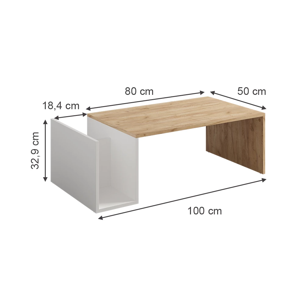 Vicco Masă de cafea Stejar Goldkraft/alb 100x50 cm, Avento