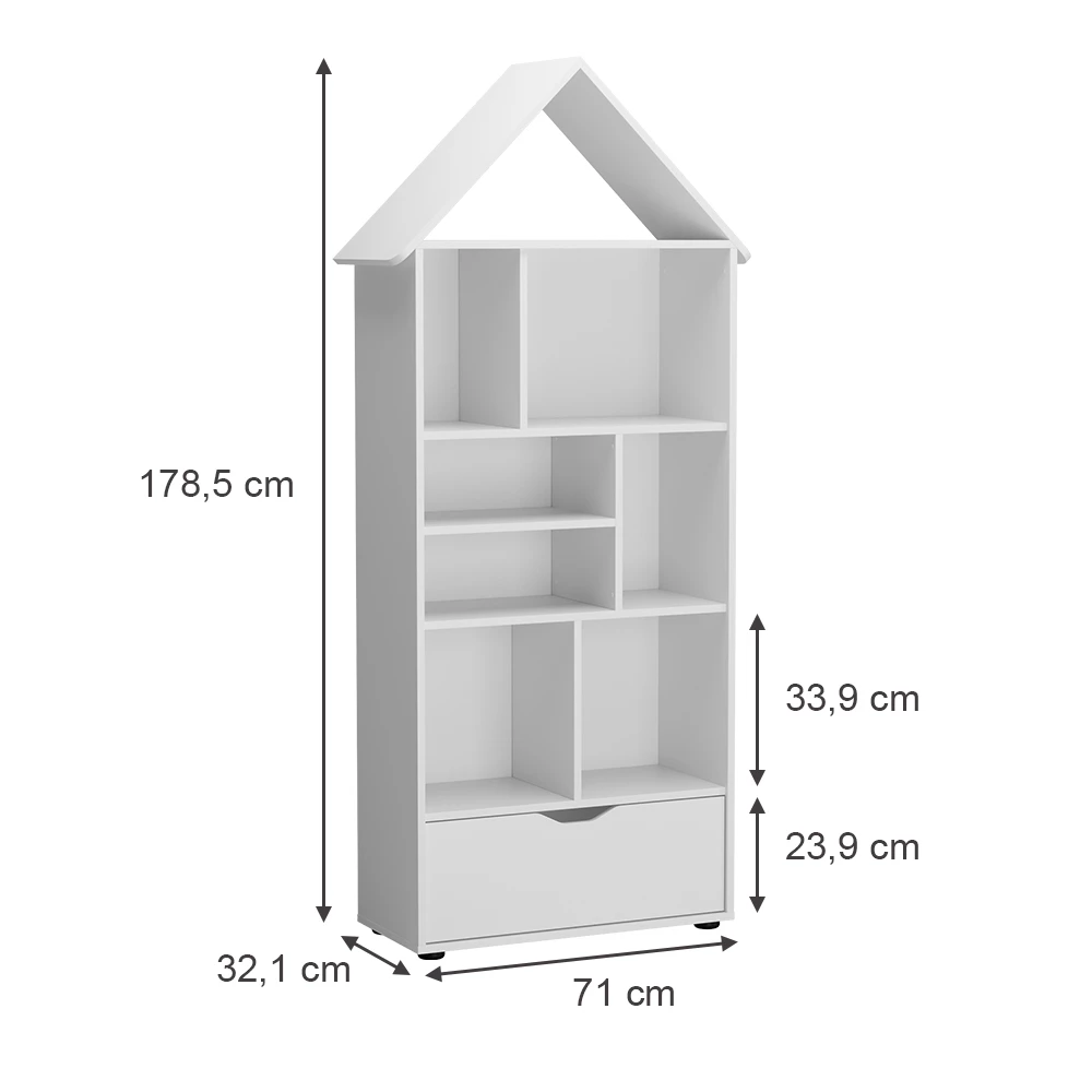 Vicco Kinderregal Weiß 71 x 178.5 cm, Estell