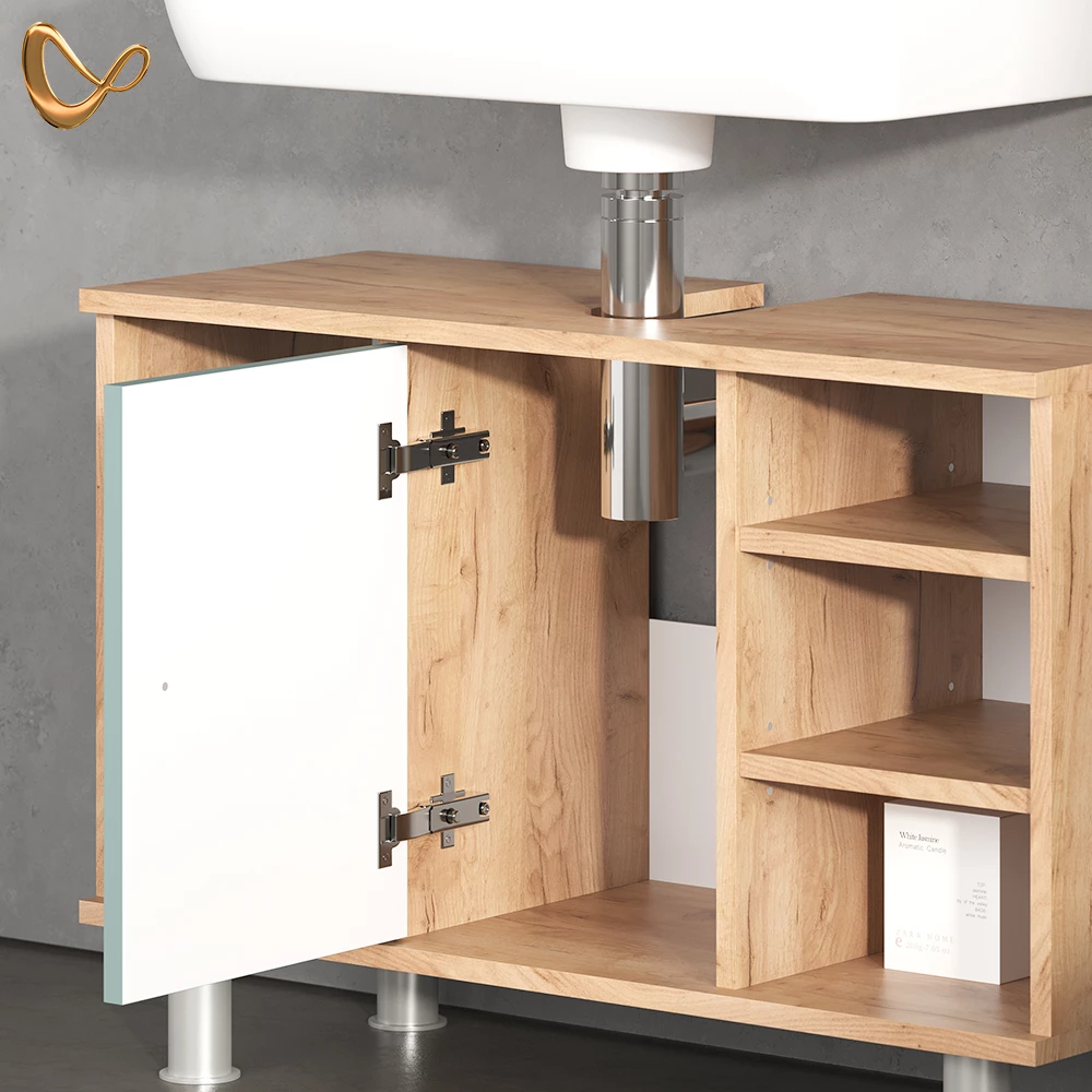 Nahaufnahme von Badmöbel-Set in Grün, zeigt Design- und Oberflächendetails