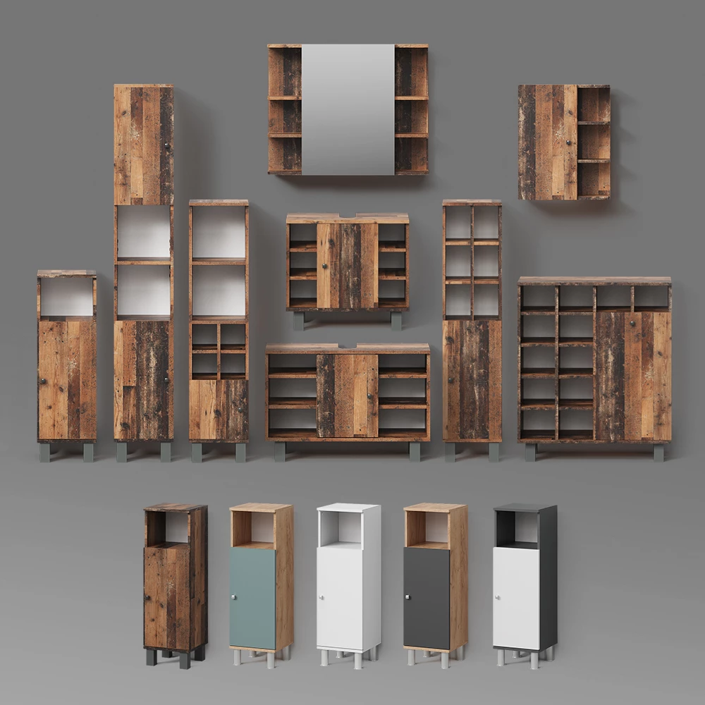 Midischrank Fucino Grün 30 x 130.6 cm kleine Tür livinity®