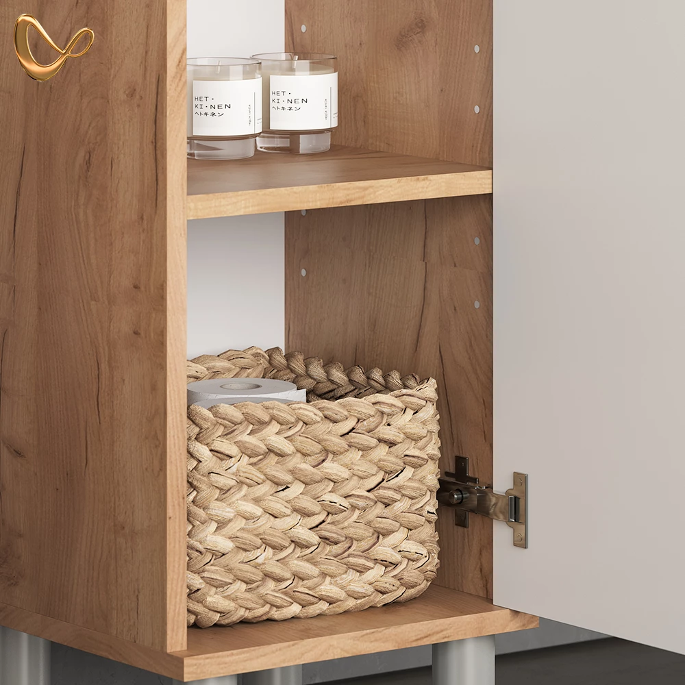 Nahaufnahme von Badmöbel-Set in Grün, zeigt Design- und Oberflächendetails