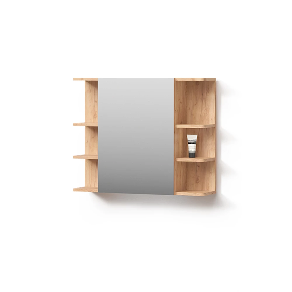 Badspiegelschrank in Eiche auf weißem Hintergrund