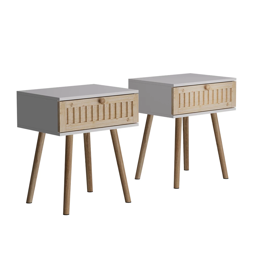 Nachttisch u boji Weiß/Kiefer na bijeloj pozadini