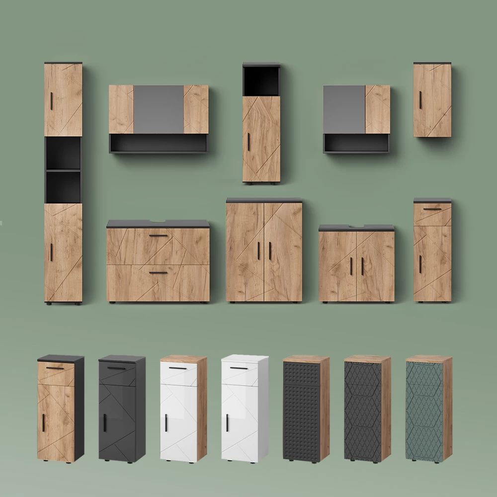 Waschbeckenunterschrank Ronco Weiß Hochglanz 80 x 58.6 cm livinity®