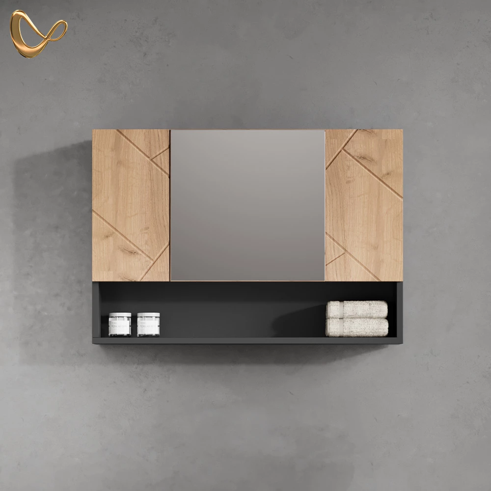 Badspiegelschrank Ronco Goldkraft Eiche/Anthrazit 80.1 x 55 cm livinity®