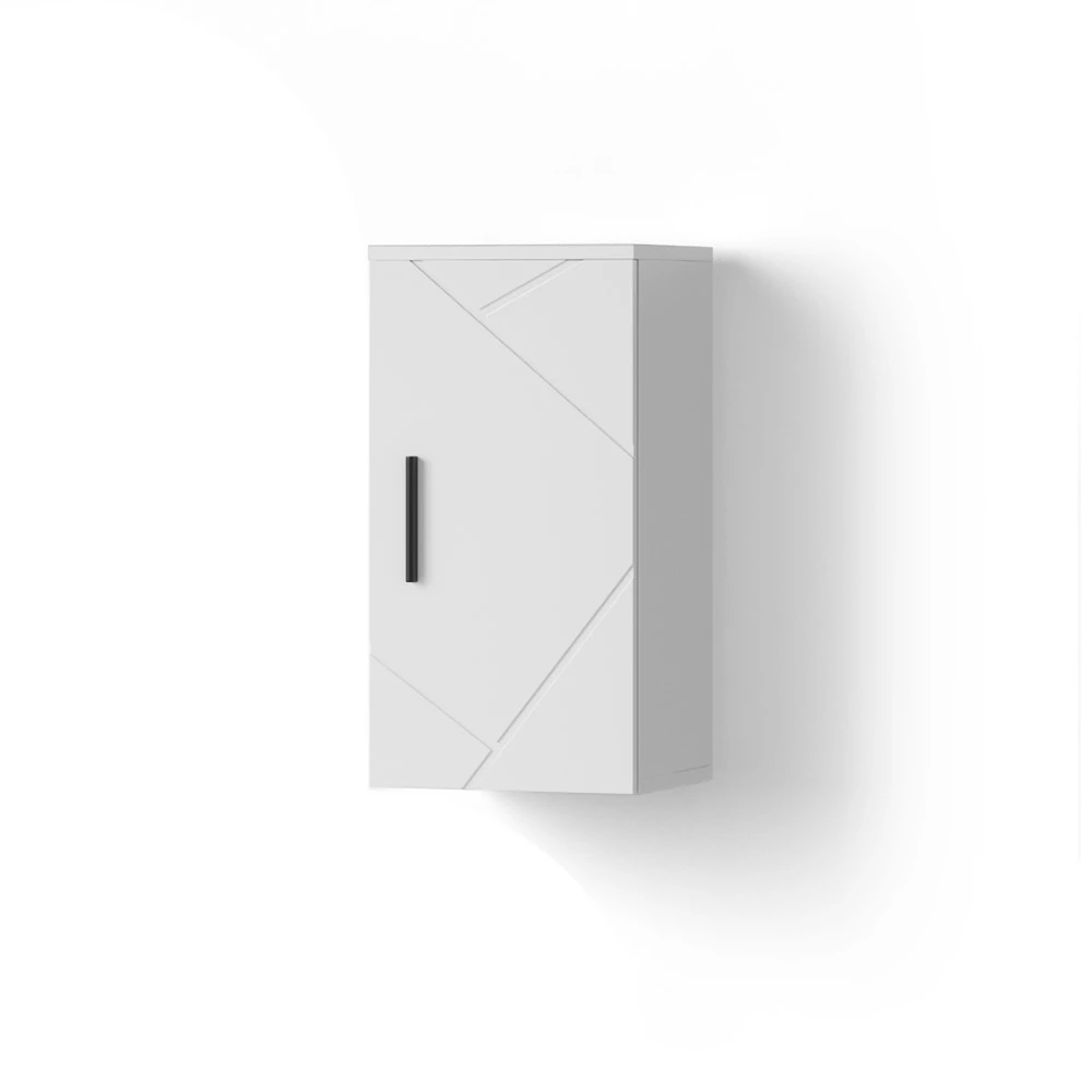 Badschrank in Weiß Hochglanz auf weißem Hintergrund