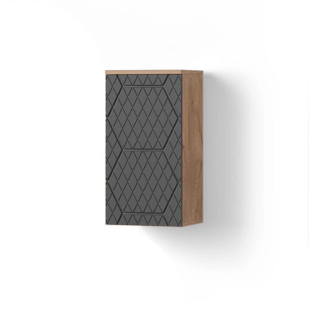 Badschrank in Anthrazit gestreift auf weißem Hintergrund