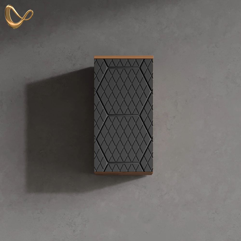 Badschrank Ronco Anthrazit mit Wabenstruktur 30 x 59 cm 2 Fächer, Badezimmer livinity®