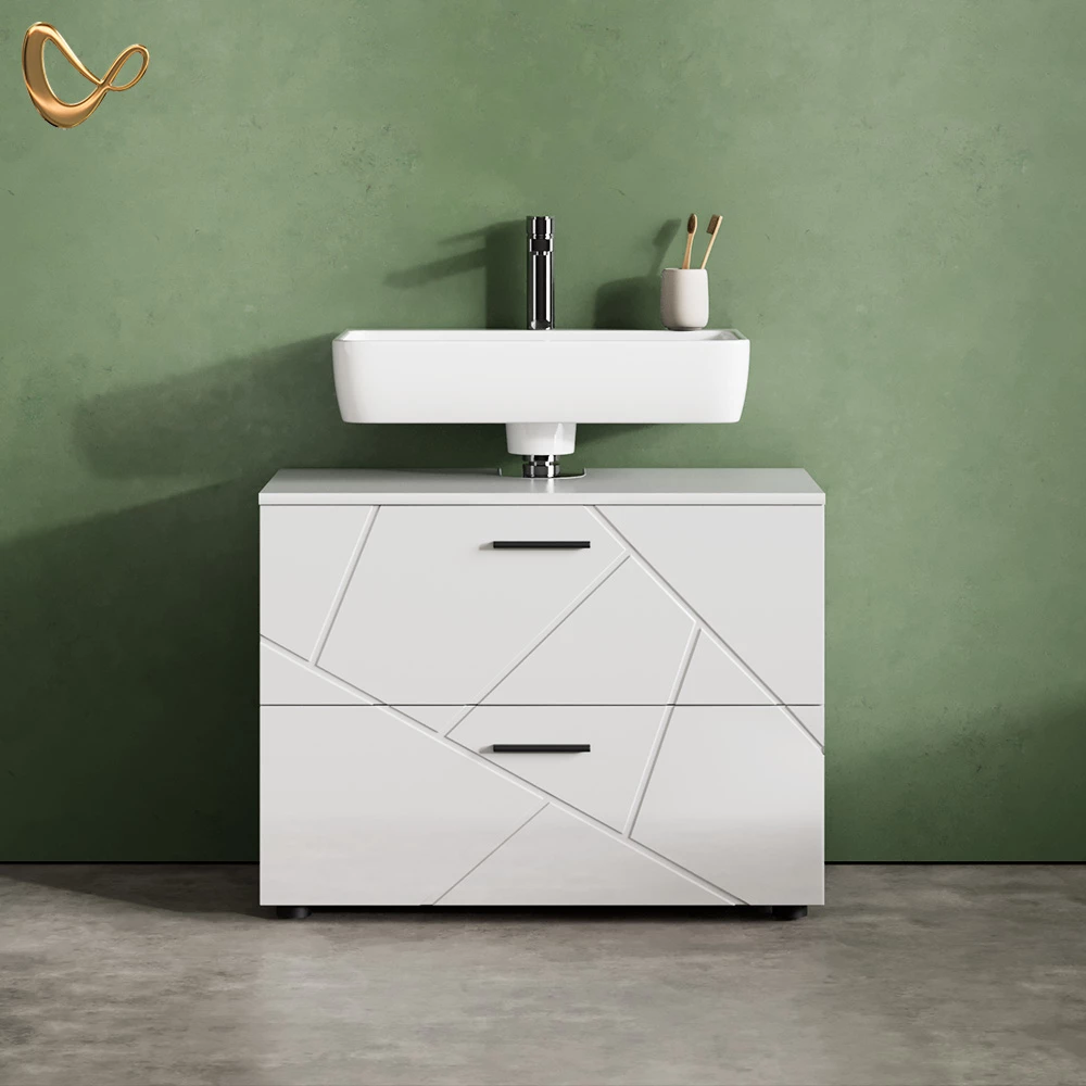 Waschbeckenunterschrank Ronco Weiß Hochglanz 80 x 58.6 cm livinity®