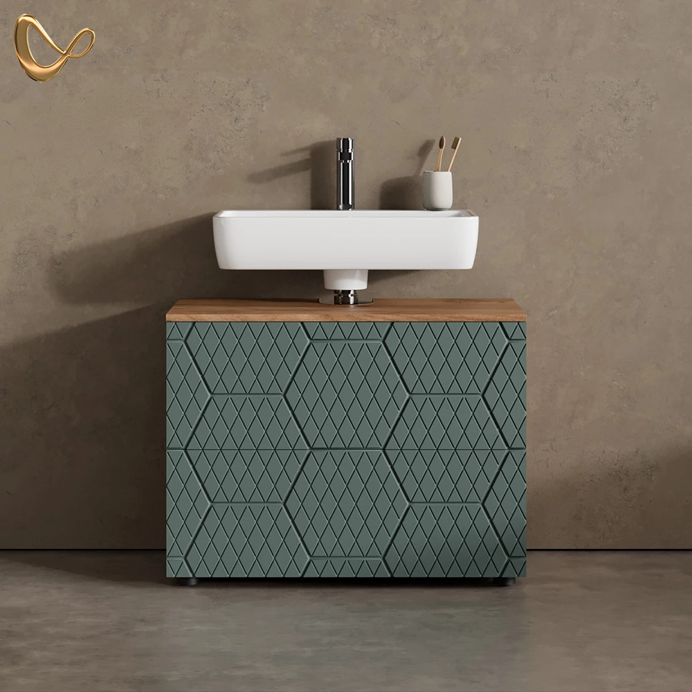 Waschbeckenunterschrank Ronco Grün 80 x 58.6 cm mit 2 Schubladen livinity®