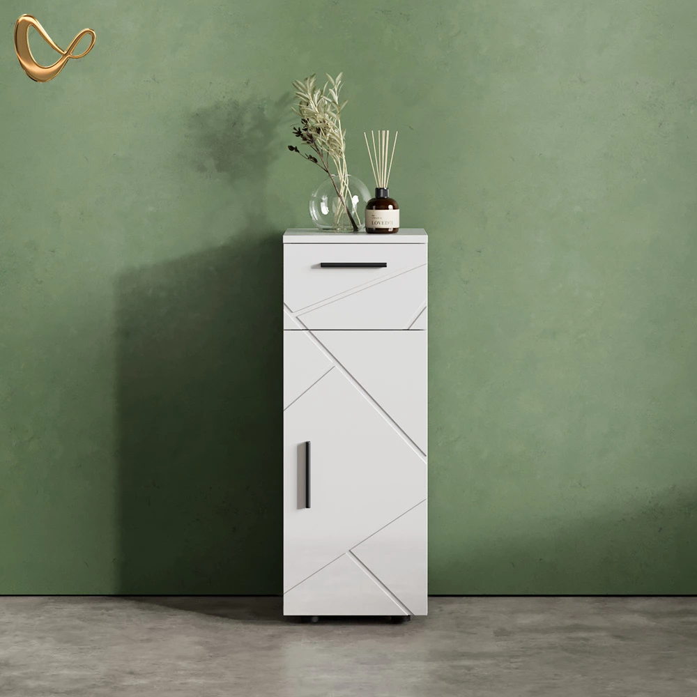 Midischrank Ronco Weiß Hochglanz 30 x 81 cm livinity®