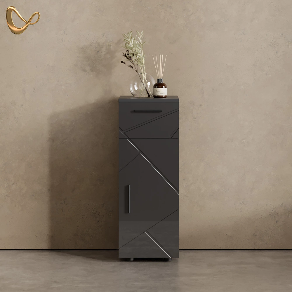 Midischrank Ronco Anthrazit Hochglanz 30 x 81 cm livinity®
