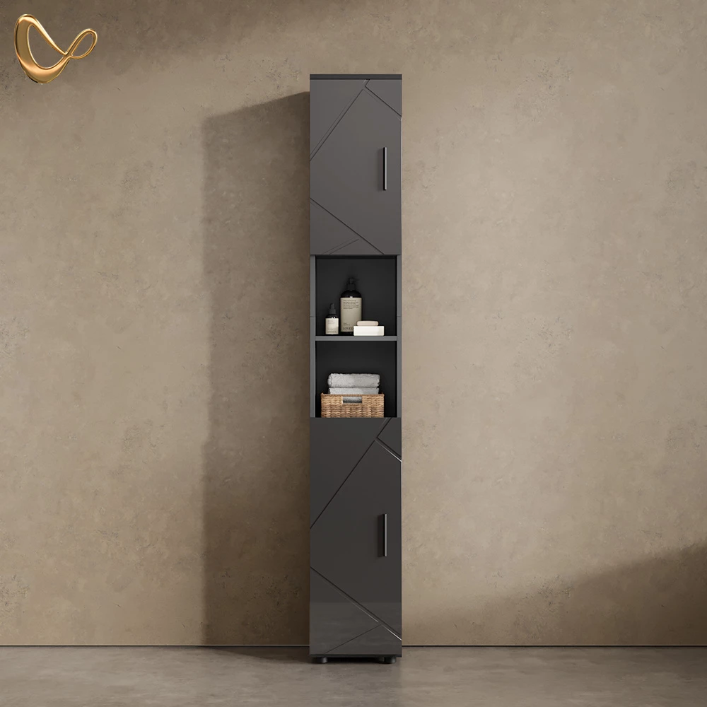 Badschrank Ronco Anthrazit Hochglanz 30 x 192 cm livinity®