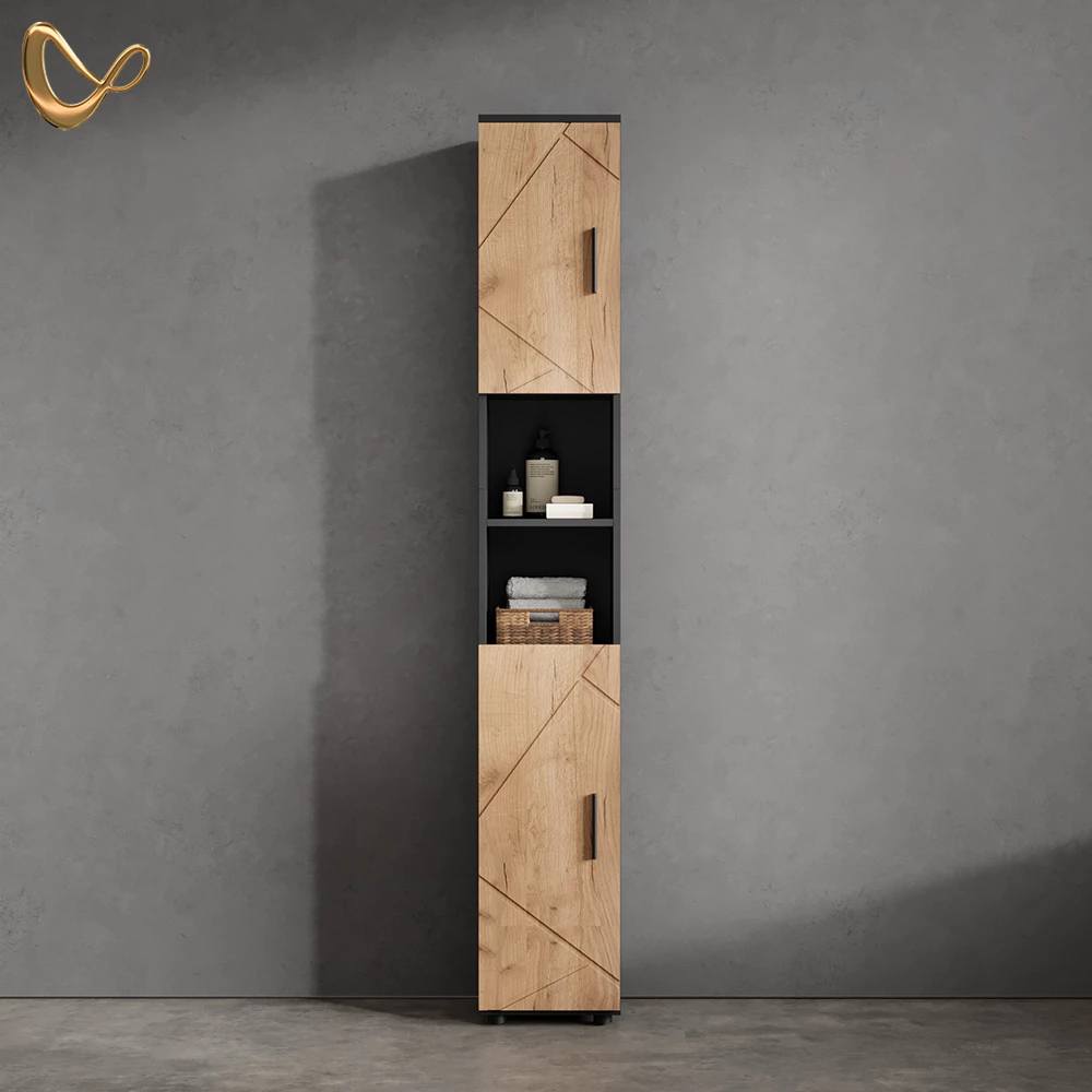 Badschrank Ronco Goldkraft Eiche/Anthrazit 30 x 192 cm livinity®