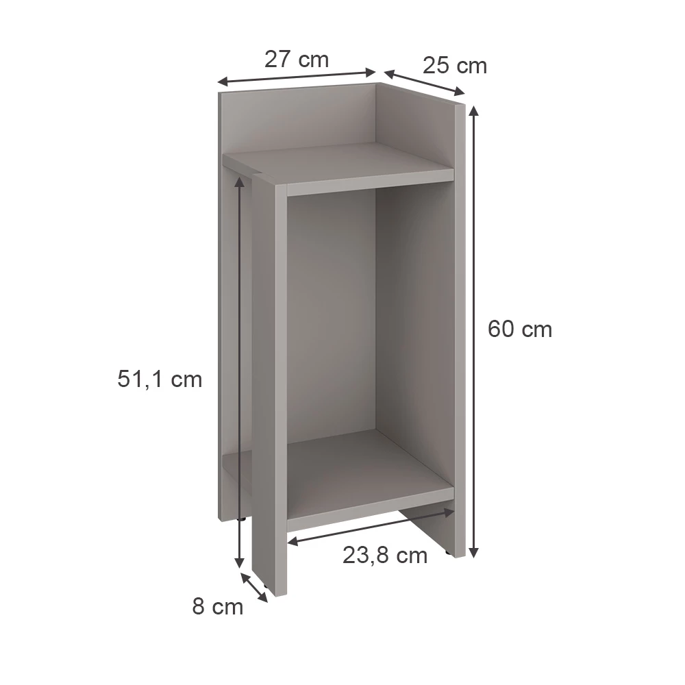 Nachttisch u boji Greige na bijeloj pozadini