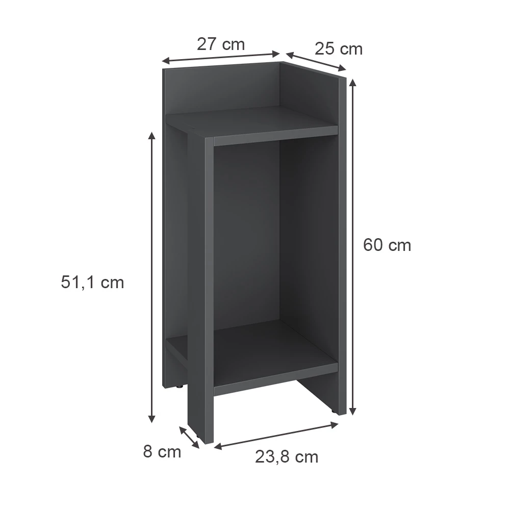 Vicco Yöpöytä antrasiitti 27x60 cm, Lenar