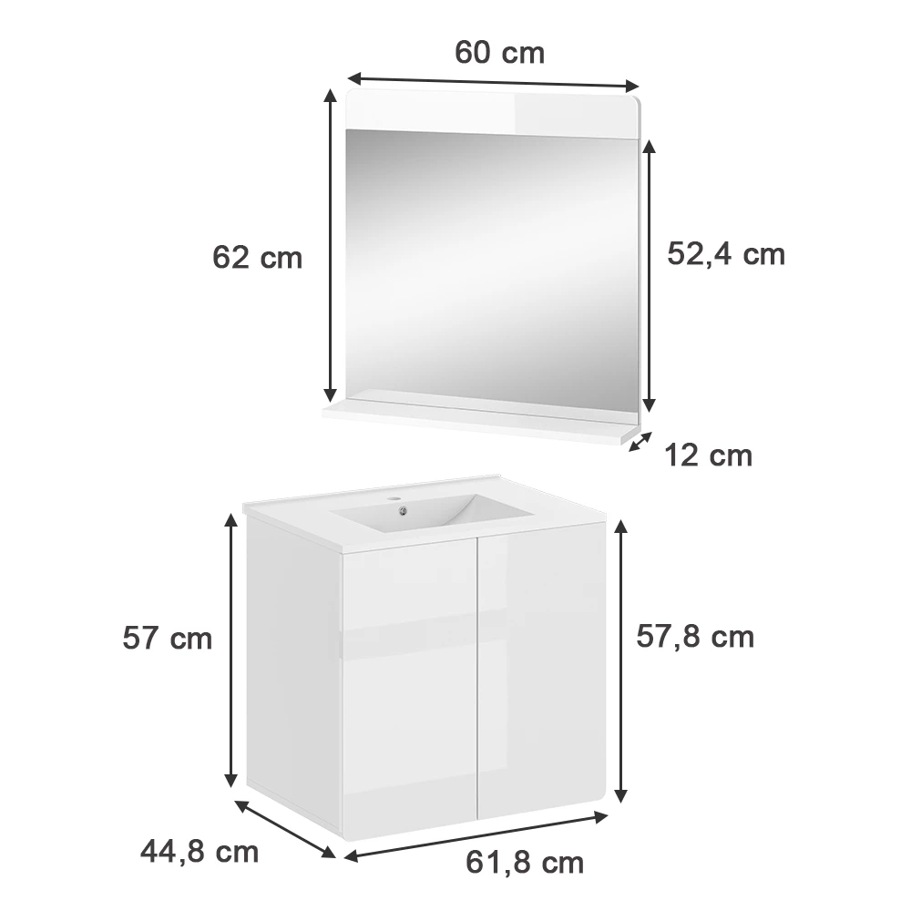 Vicco Badkamermeubel set Wit 2 delen, Izan
