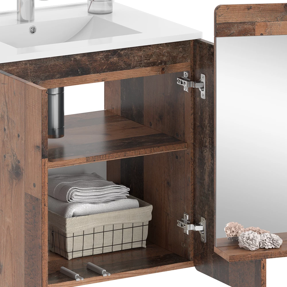 Vicco Set di mobili da bagno Oldstyle 3 parti con specchio, Izan