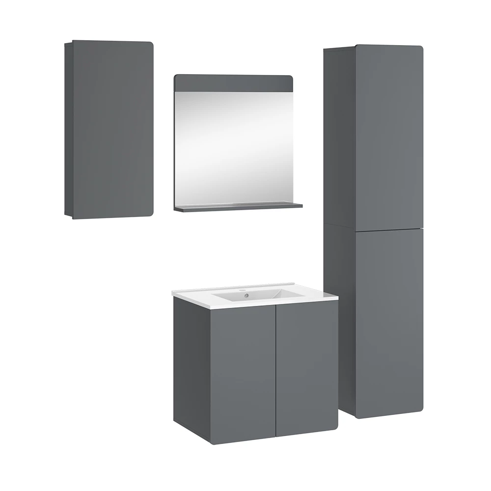 Vicco Badmöbel-Set Grau 4 Teile, Izan