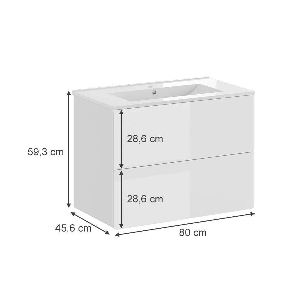 Vicco Badmöbel-Set "Izan", Weiß Hochglanz, 2 Teile