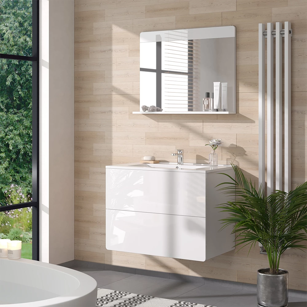 Set mobila baie Vicco "Izan", alb lucios, 2 piese